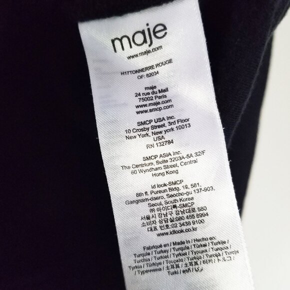 Maje Tonnerre Rouge Wing Embroidered Bird Sweatshirt Top Black S $220 Crewneck - Picture 11 of 16